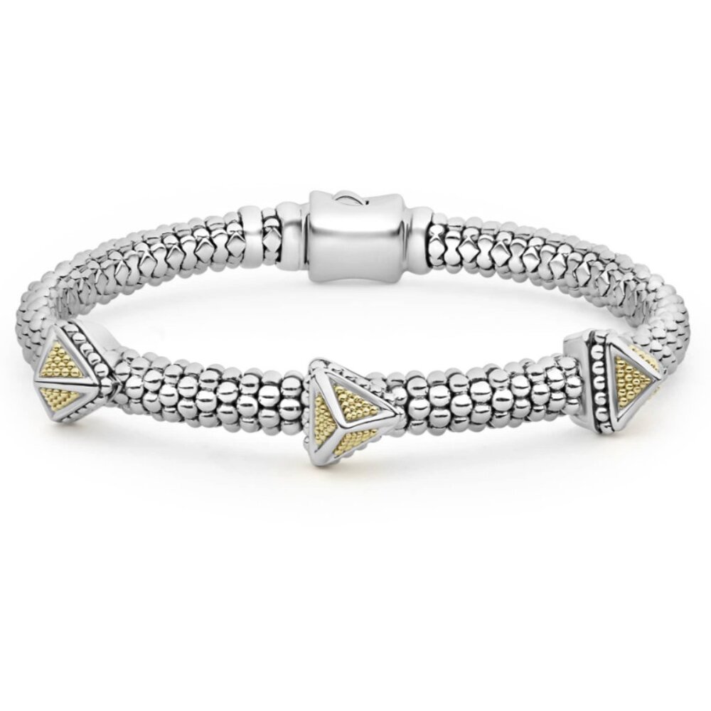 Three Station Pyramid Caviar Bracelet from Lagos | 6mm Size S+(6.5)